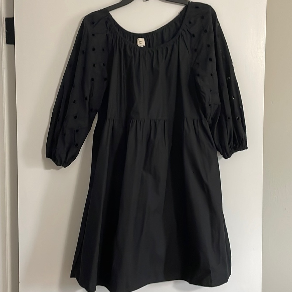 A New Day - 3/4 Sleeve Eyelet Babydoll Dress